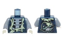 LEGO part Torso Ninjago White Skeleton and Tattered Yellowish Green Robe Pattern / Sand Blue Arms / White Hands 973pb2081c01