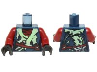 LEGO onderdeel Torso Ninjago Tattered Yellowish Green Robe, Weapons and Dark Red Belt and Undershirt Pattern / Dark Red Arms / Black Hands 973pb2082c01
