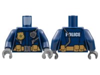 LEGO part Torso Police Female Jacket with Zippers, Gold Badge, Radio and 'POLICE' Pattern on Reverse / Dark Blue Arms / Dark Bluish Gray Hands 973pb2606c01