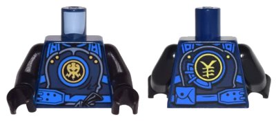 LEGO onderdeel Torso Ninjago Armor with Blue Straps and Utility Belt with Lightning Power Emblem Pattern / Black Arms / Black Hands (973pb2613c01)