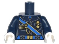 LEGO onderdeel Torso Female Outline Military Uniform with Blue Sash and Belt and Gold Chain and Medals Pattern / Dark Blue Arms / White Hands 973pb2793c01