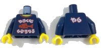 LEGO part Torso T-Shirt with Red Fish and Neck Trim and White Asian Characters Pattern / Dark Blue Arms / Yellow Hands 973pb2860c01