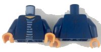 LEGO onderdeel Torso Open Shirt with Pocket over Dark Blue and White Striped T-Shirt Pattern / Dark Blue Arms / Nougat Hands 973pb3181c01