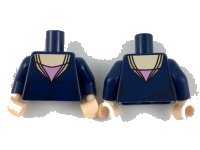 LEGO part Torso Female Low-Cut Top, Light Nougat Neck and Pink Triangle Pattern / Dark Blue Arms / Light Nougat Hands 973pb3255c01