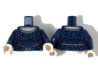 LEGO onderdeel Torso Female Dress with Light Nougat Neck, Silver Collar, Spots and Rope Belt Pattern / Dark Blue Arms / Light Nougat Hands 973pb3288c01