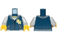 LEGO onderdeel Torso Jacket, White Undershirt, Yellow 'N and 'H' Letters Pattern / Light Bluish Gray Arms / Yellow Hands 973pb3331c01