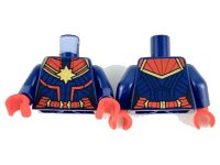 LEGO part Torso Female Outline with Gold 8-Point Star and Red Collar and Belt Pattern / Dark Blue Arms / Red Hands 973pb3380c01