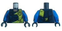LEGO part Torso Spacesuit with Lime 'R' and Stripe over Reflective Shirt Pattern / Blue Arms with Dark Blue Pads / Dark Blue Hands 973pb3430c01