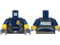 LEGO part Torso Police with Harness, Gold Star Badge Logo, Belt and 'POLICE' on Back Pattern / Yellow Arms with Molded Dark Blue Short Sleeves Pattern / Dark Bluish Gray Hands 973pb3567c02
