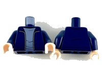 LEGO part Torso Jacket with Silver Zipper and Sand Blue Shirt Pattern / Dark Blue Arms / Light Nougat Hands 973pb3596c01