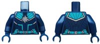 LEGO onderdeel Torso Female Outline, Suit with Silver Star and Dark Turquoise Panels and Belt Pattern / Dark Blue Arms / Dark Blue Hands 973pb3694c01