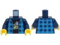 LEGO part Torso Dark Azure Flannel Shirt Open over Black T-Shirt with White and Bright Light Yellow Peeled Banana Pattern / Dark Blue Arms / Yellow Hands 973pb3774c01
