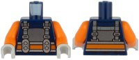 LEGO part Torso Diving Suit with Silver Chest Plate, Orange and Silver Belt and Harness with Buckles Pattern / Orange Arms / Light Bluish Gray Hands 973pb3901c01
