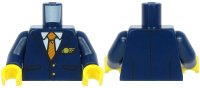 LEGO onderdeel Torso Suit with Pockets over White Shirt, Gold and Dark Orange Striped Tie, Gold Buttons and Logo Pin Pattern / Dark Blue Arms / Yellow Hands 973pb3949c01