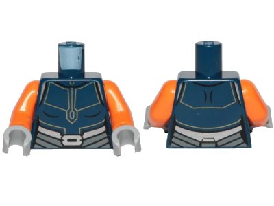 LEGO onderdeel Torso SW Ahsoka Jumpsuit with Silver Belt Pattern / Orange Arms / Light Bluish Gray Hands (973pb3971c01)