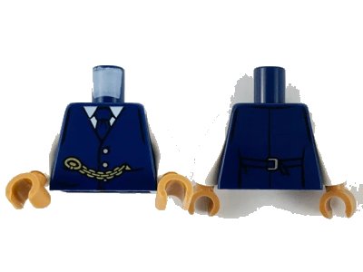 LEGO onderdeel Torso Suit Jacket Buttoned, Tie and Gold Chain Pattern / White Arms / Medium Nougat Hands (973pb4068c01)