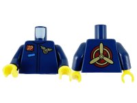 LEGO part Torso Jumpsuit, Reddish Brown Namebadge with Gold 'JP', Gold Wings Badge and Blue Patch Pattern / Dark Blue Arms / Yellow Hands 973pb4139c01