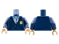 LEGO part Torso Jacket with Yellow USPS Postal Patch, Silver Zipper, Bright Light Blue Shirt Pattern / Dark Blue Arms / Light Nougat Hands 973pb4383c01