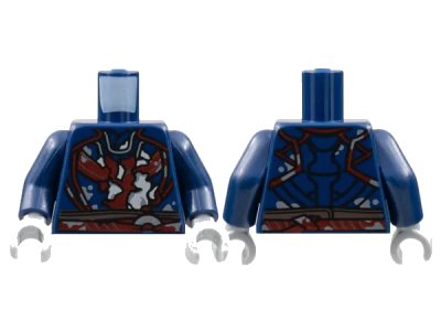 LEGO onderdeel Torso Tunic with Dark Red Worn Trim, Light Bluish Gray Skin Pattern / Dark Blue Arms / Light Bluish Gray Hands (973pb4810c01)