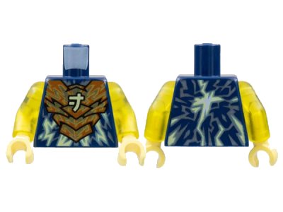 LEGO onderdeel Torso Dark Orange Armor, Bright Light Yellow Ninjago Logogram Letter J and Electricity Pattern / Trans-Yellow Arms / Bright Light Yellow Hands (973pb4825c01)