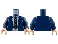 LEGO part Torso Suit Jacket over White Shirt with Sand Blue Pinstripes, Black Tie Pattern / Dark Blue Arms / Light Nougat Hands 973pb4919c01