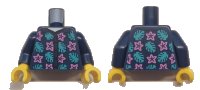 LEGO onderdeel Torso Shirt with Buttons, Dark Pink Flowers, and Dark Turquoise Leaves over White Undershirt Pattern / Dark Blue Arms / Yellow Hands 973pb5274c01