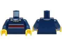 LEGO onderdeel Torso Sweater with Dark Red Stripe over Light Bluish Gray Shirt and White Undershirt Pattern / Dark Blue Arms / Yellow Hands 973pb5329c01
