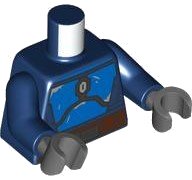 LEGO onderdeel Torso SW Mandalorian Blue Beskar Armor, Reddish Brown Belt with Pouches and Dark Silver Buckle Pattern / Dark Blue Arms / Dark Bluish Gray Hands (973pb5680c01)