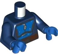 LEGO part Torso SW Mandalorian Blue and Dark Silver Beskar Armor, Reddish Brown Belt with Pouches and Buckle Pattern / Dark Blue Arms / Blue Hands 973pb5681c01