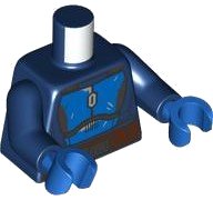 LEGO onderdeel Torso SW Mandalorian Blue and Dark Silver Beskar Armor, Reddish Brown Belt with Pouches and Buckle Pattern / Dark Blue Arms / Blue Hands (973pb5681c01)