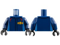 LEGO onderdeel Torso Racing Suit with Chevrons on Shoulders, Dark Azure Broken Stripes on Sides, Red and Yellow Red Bull Logo Pattern / Dark Blue Arms / Black Hands 973pb6037c01