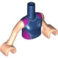 LEGO onderdeel Torso Mini Doll Girl Dark Blue Wetsuit with Dark Purple Sides Pattern, Light Nougat Arms with Hands (FTGpb153c01)