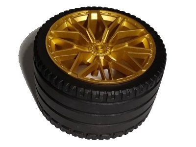 LEGO onderdeel Wheel 62.3mm D. x 42mm Technic Racing Large with 10 'Y' Spokes with Black Tire 81.6 x 44 ZR Technic Straight Tread (68577 / 23799) (68577c01)