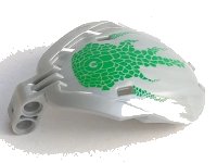 LEGO onderdeel Bionicle Bohrok Windscreen 4 x 5 x 7 with Green Scales and Lehvak-Kal Logo Pattern 41671pb06