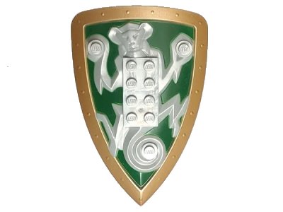 LEGO onderdeel Large Figure Shield, 2 x 4 Brick Relief, Monkey with Green and Gold Pattern (50656pb01)