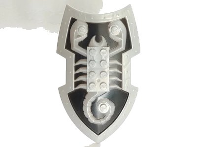 LEGO onderdeel Large Figure Shield, 2 x 4 Brick Relief, Vladek Scorpion with Black and Silver Pattern (50657pb02)