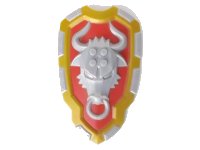 LEGO part Large Figure Shield, 2 x 2 Brick Relief, Bull with Red and Gold Pattern 54180pb01