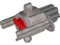 LEGO part Projectile Launcher, Bionicle Weapon Cordak Blaster with Red Plunger and Dark Bluish Gray Barrel 57523c01