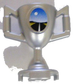 LEGO onderdeel Minifigure, Utensil Trophy Cup with Road and Full Moon Pattern (Sticker) - Set 8898 (89801pb01)