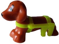 LEGO part Chien, Friends, Teckel avec Harnais de Fauteuil Roulant Jaune Néon Moulé et Yeux Imprimés et Motif Nez Noir (Pickle) 100559pb01