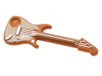 LEGO onderdeel Minifigure, Utensil Musical Instrument, Guitar Electric with Silver Strings, Bridge, and Output Jack and Tan Pickguard Pattern 11640pb06