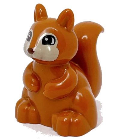 LEGO onderdeel Duplo Squirrel with Tan Face, Black and White Eyes, and Reddish Brown Nose Pattern (18115pb03)