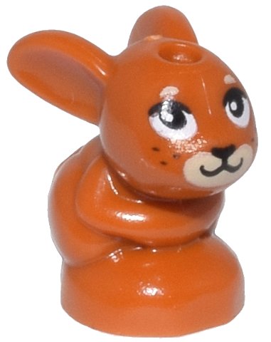 LEGO part Bunny / Rabbit, Friends, Baby, Sitting with Black Eyes, Nose, and Whiskers and Tan Muzzle Pattern (18852pb05)