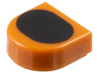 LEGO part Tile, Round 1 x 1 Half Circle Extended with Black Oval Pattern 24246pb056