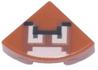 LEGO part Tile, Round 1 x 1 Quarter with Super Mario Pixelated Goomba Face Pattern 25269pb014