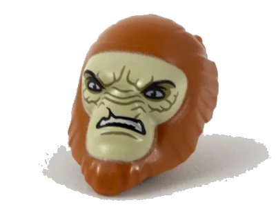 LEGO onderdeel Minifigure, Head, Modified Hylobon with Tan Face and Open Mouth Frown Pattern (37616pb02)