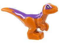 LEGO part Dinosaur Baby Standing with Dark Purple Back, White Stripes, and White Eyes Pattern 37829pb10