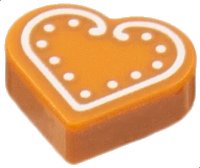 LEGO part Tile, Round 1 x 1 Heart with White Cookie Icing Pattern 39739pb05