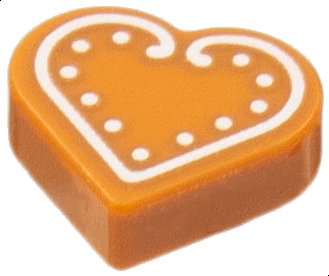 LEGO onderdeel Tile, Round 1 x 1 Heart with White Cookie Icing Pattern (39739pb05)