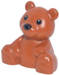 LEGO onderdeel Duplo Bear Baby Cub, Sitting with Black Eyes and Nose Pattern (Teddy Bear) 49989pb02